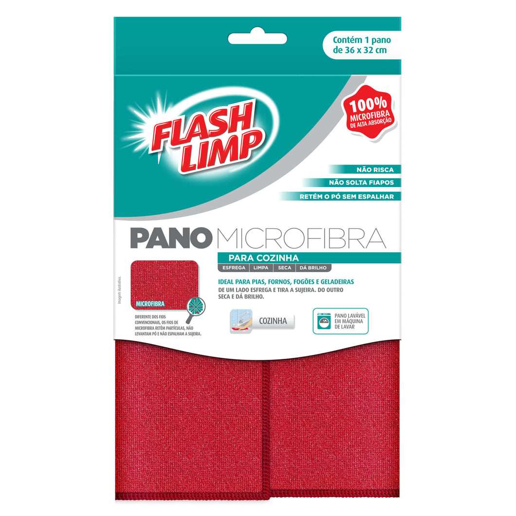 Pano Microfibra Para Cozinha Flash Limp Vermelho FLP6704