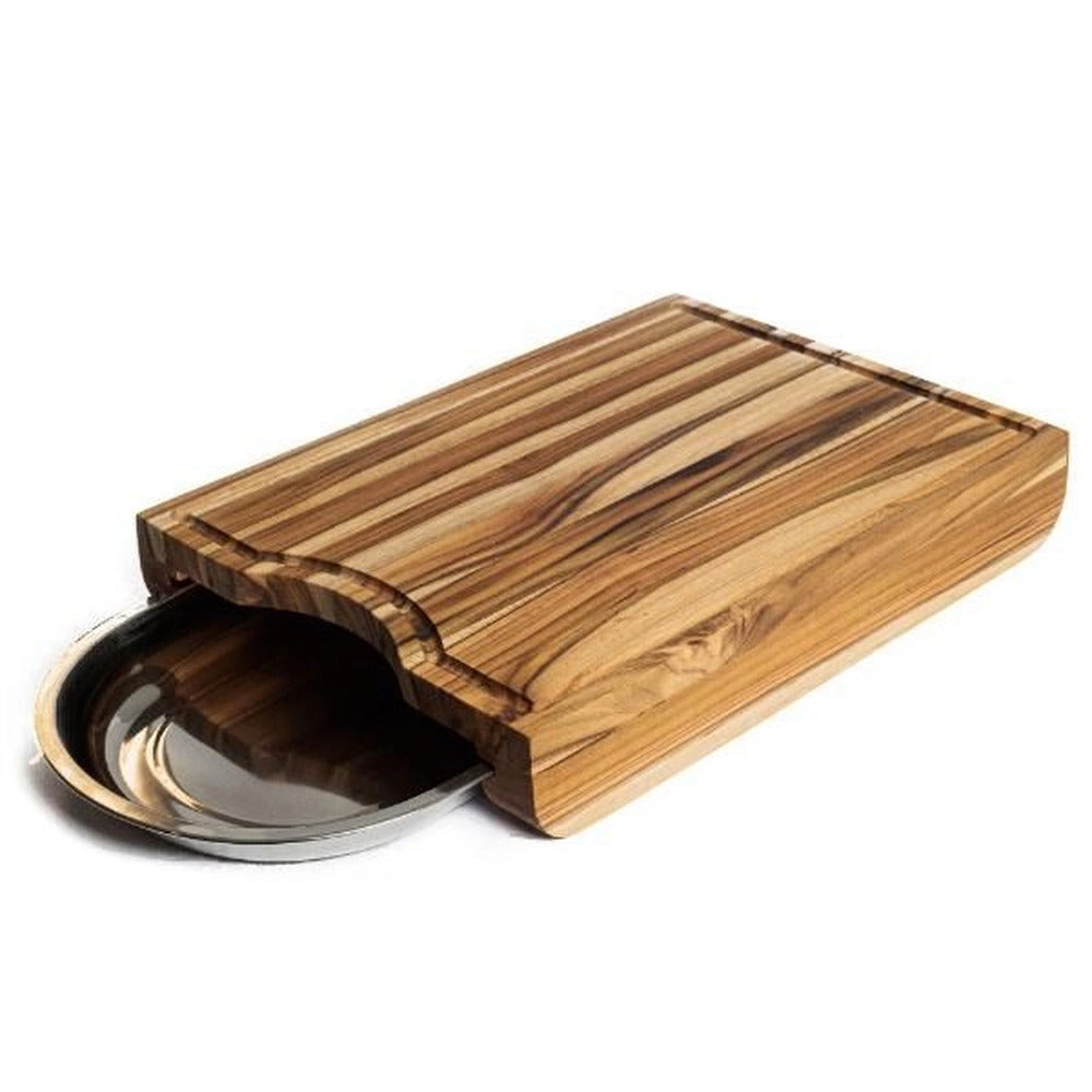 Tabua em madeira teca Wanaka com recepiente 40x29,5x6,5cm