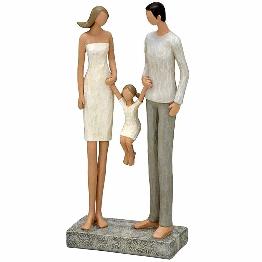 Estatueta pai, mãe e filha decorativa 28cm  58127